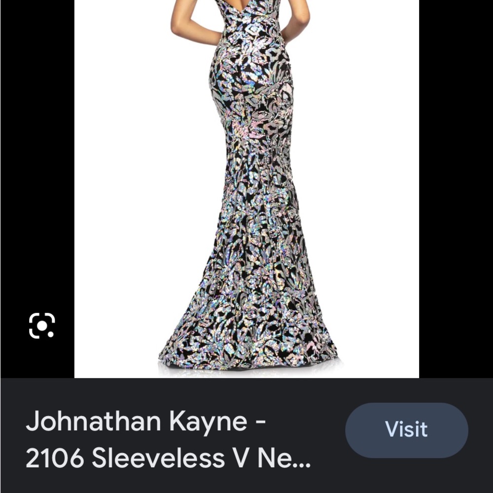 Jonathan Kayne V Neck Iridescent Sequin Embellished Prom Dress Size 6 - Picture 2 of 5